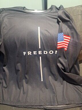 True Freedom Black Long Sleeve Shirt with American Flag Accent